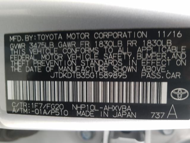 2016 TOYOTA PRIUS C JTDKDTB35G1589895