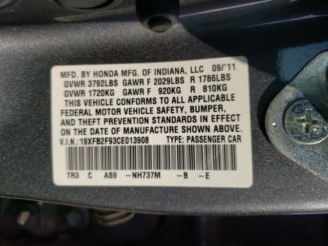 2012 HONDA CIVIC EXL 19XFB2F93CE013908