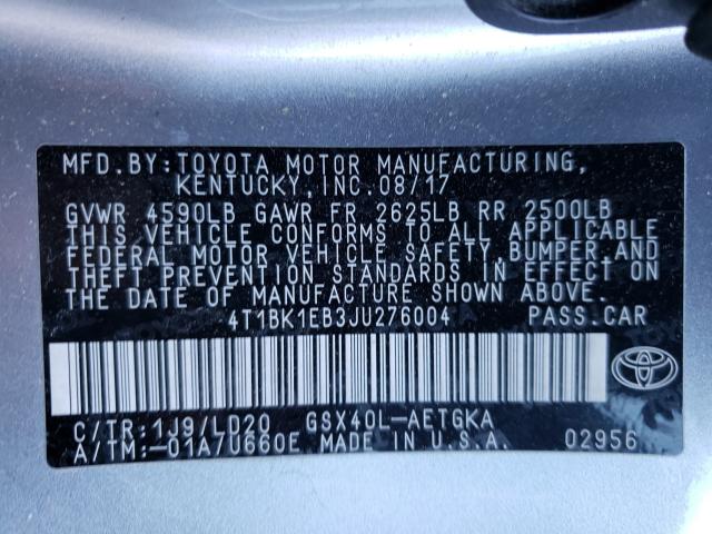 2018 TOYOTA AVALON XLE 4T1BK1EB3JU276004