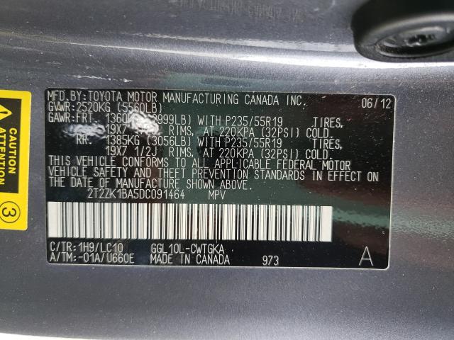 2013 LEXUS RX 350 2T2ZK1BA5DC091464