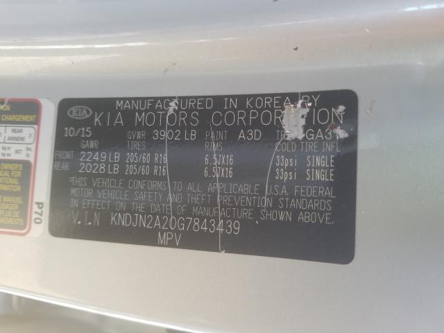 2016 KIA SOUL KNDJN2A20G7843439