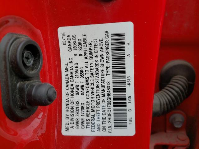 2016 HONDA CIVIC TOUR 2HGFC1F98GH646018