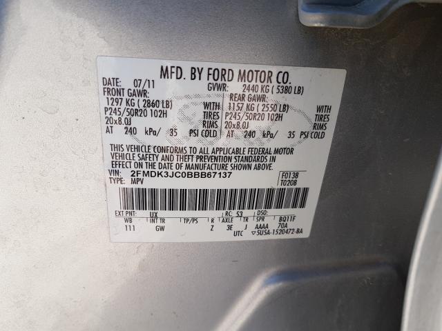 2011 FORD EDGE SEL 2FMDK3JC0BBB67137