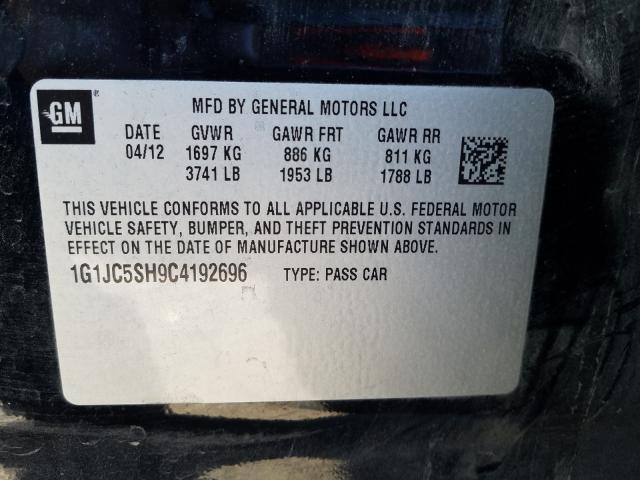 2012 CHEVROLET SONIC LT - 1G1JC5SH9C4192696
