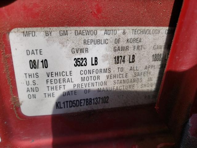 2011 CHEVROLET AVEO KL1TD5DE7BB137102