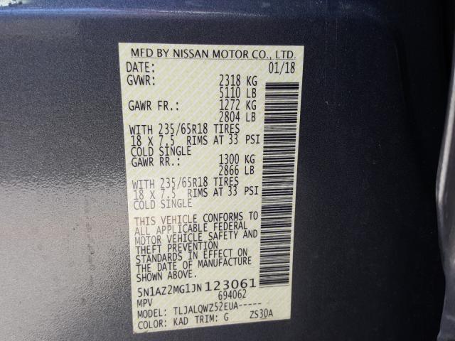 2018 NISSAN MURANO S 5N1AZ2MG1JN123061