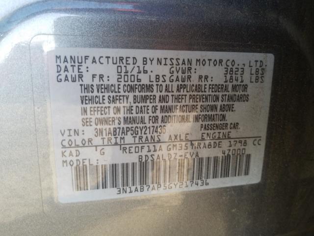 2016 NISSAN SENTRA S - 3N1AB7AP5GY217436