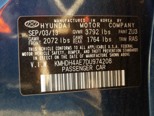 2013 HYUNDAI ELANTRA GL KMHDH4AE7DU974208