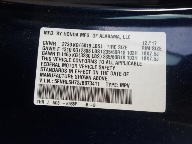 2018 HONDA ODYSSEY EX 5FNRL6H72JB073411