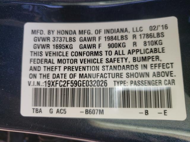 2016 HONDA CIVIC LX 19XFC2F59GE032026