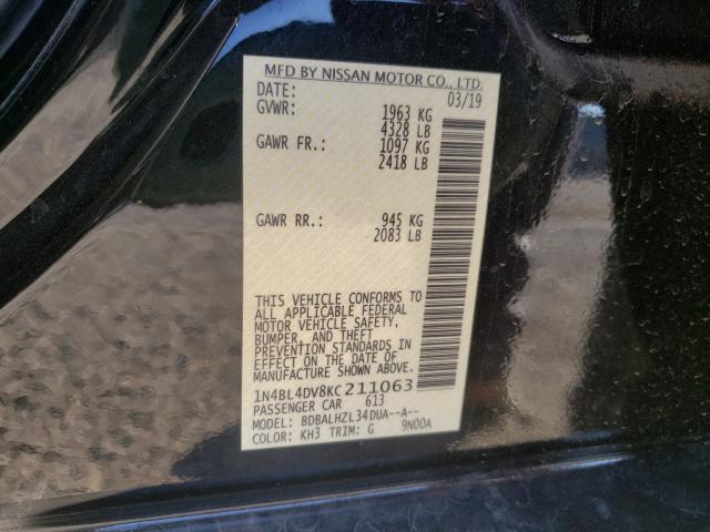 2019 NISSAN ALTIMA SV 1N4BL4DV8KC211063
