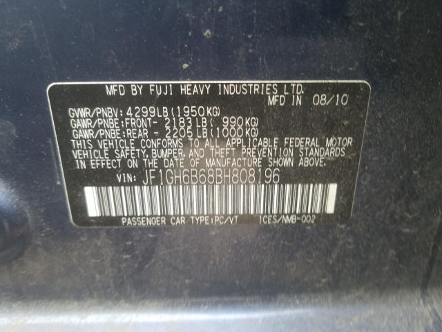 2011 SUBARU IMPREZA 2. JF1GH6B68BH808196