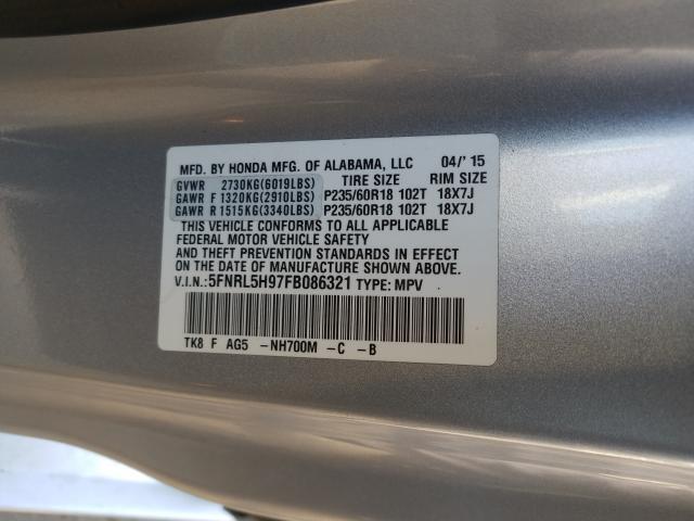 2015 HONDA ODYSSEY TO 5FNRL5H97FB086321
