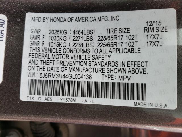 2016 HONDA CR-V SE 5J6RM3H44GL004138