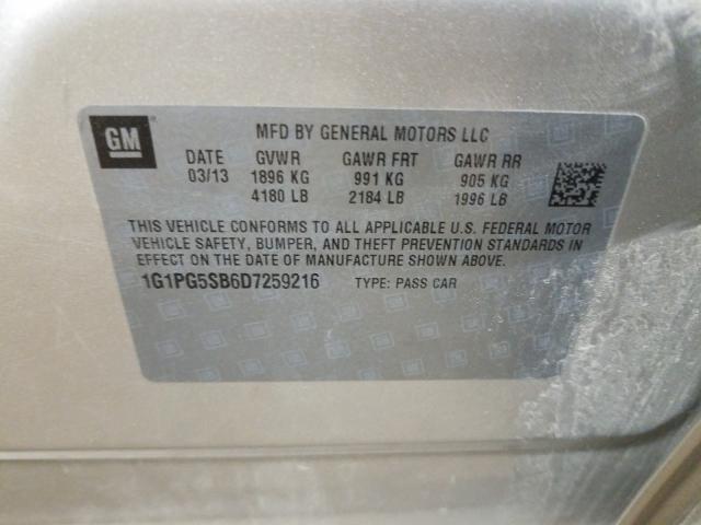 2013 CHEVROLET CRUZE LTZ 1G1PG5SB6D7259216