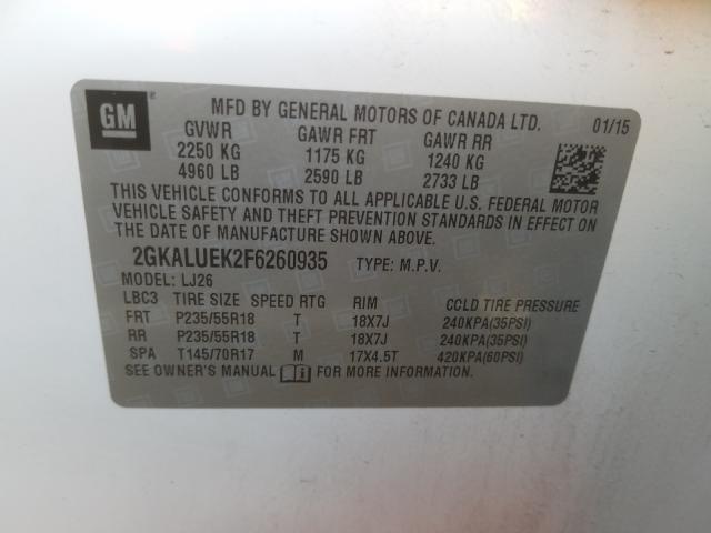 2015 GMC TERRAIN DE 2GKALUEK2F6260935
