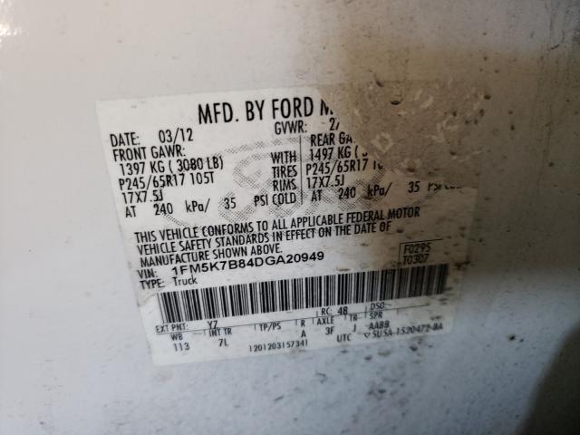 2013 FORD EXPLORER 1FM5K7B84DGA20949