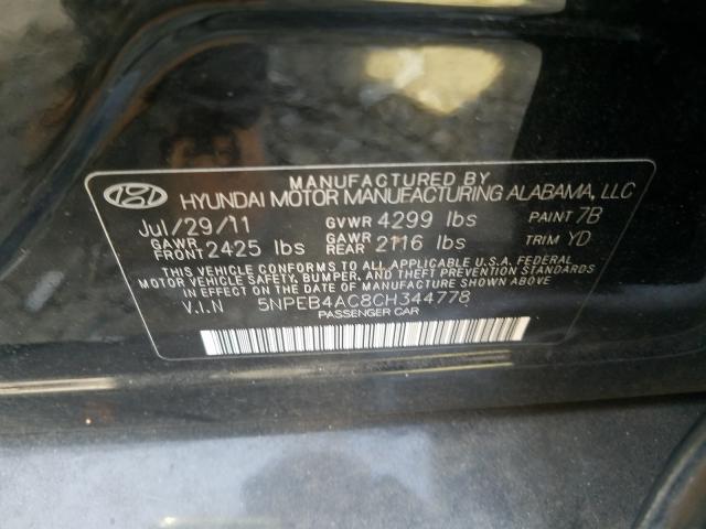 2012 HYUNDAI SONATA GLS 5NPEB4AC8CH344778