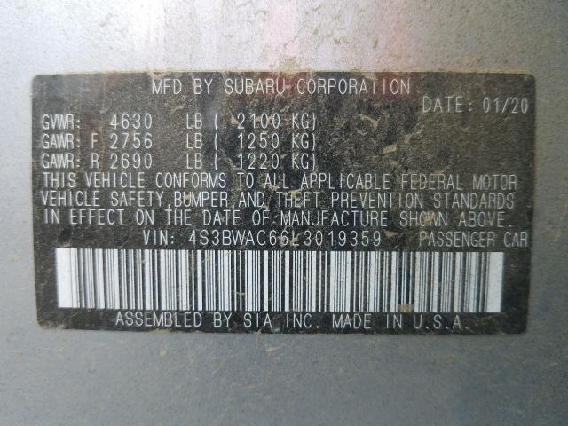 2020 SUBARU LEGACY PRE 4S3BWAC66L3019359