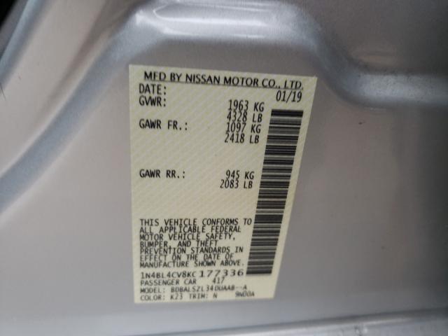2019 NISSAN ALTIMA SR 1N4BL4CV8KC177336