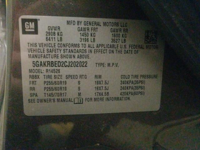 2012 BUICK ENCLAVE 5GAKRBED2CJ202022