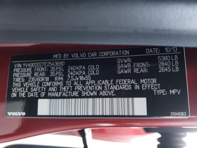2014 VOLVO XC60 T6 YV4902DZ7E2543690