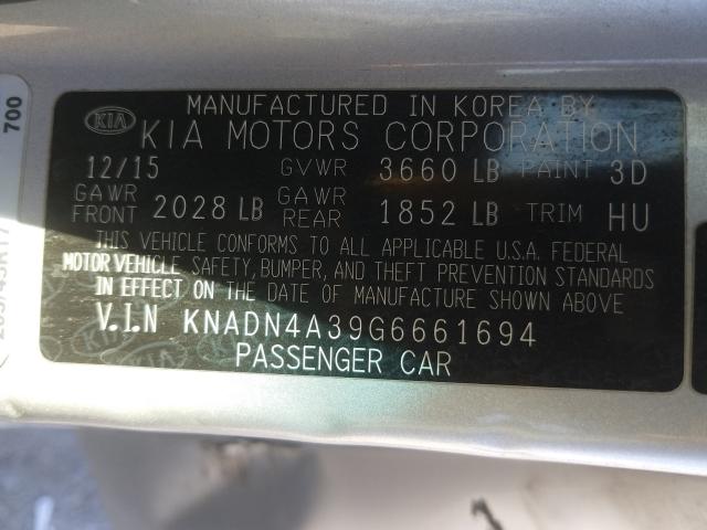 2016 KIA RIO EX KNADN4A39G6661694