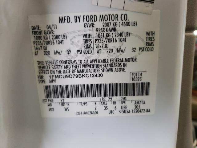 2011 FORD ESCAPE XLT 1FMCU9D79BKC12430