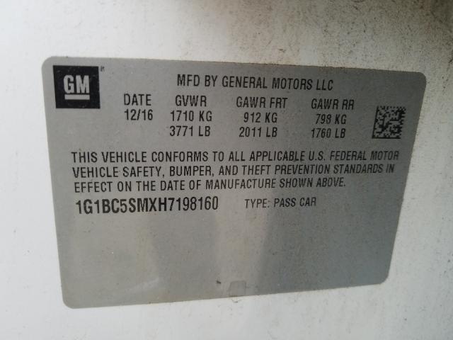 2017 CHEVROLET CRUZE LS 1G1BC5SMXH7198160