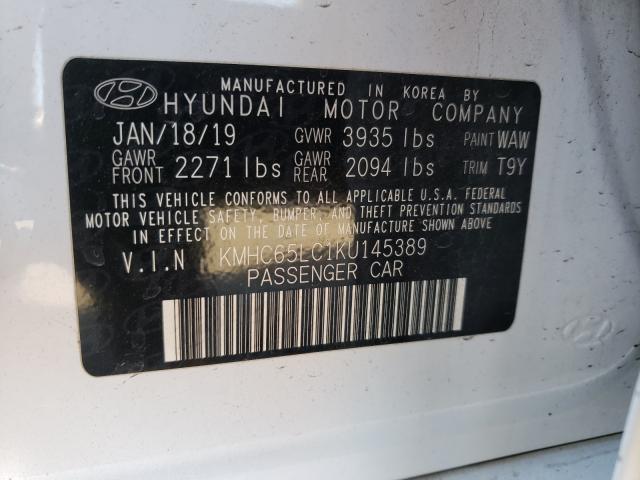 2019 HYUNDAI IONIQ BLUE KMHC65LC1KU145389