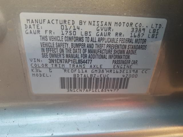 2014 NISSAN VERSA 3N1CN7AP1EL854477