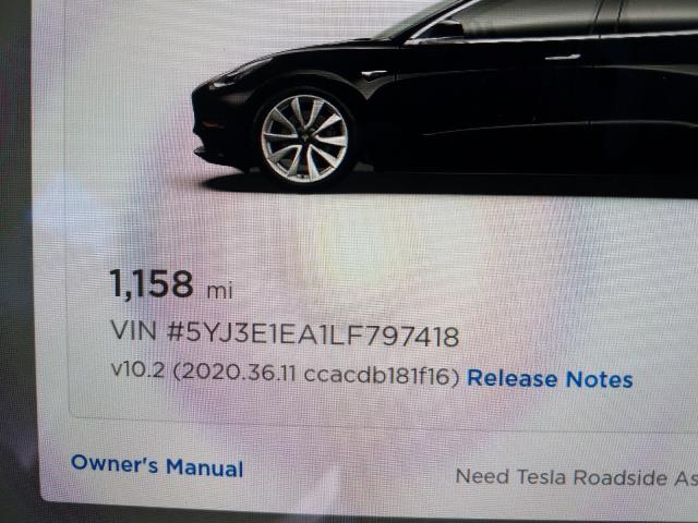 2020 TESLA MODEL 3 5YJ3E1EA1LF797418