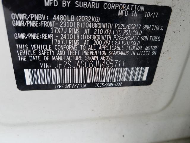 2018 SUBARU FORESTER 2 JF2SJAGC6JH495711