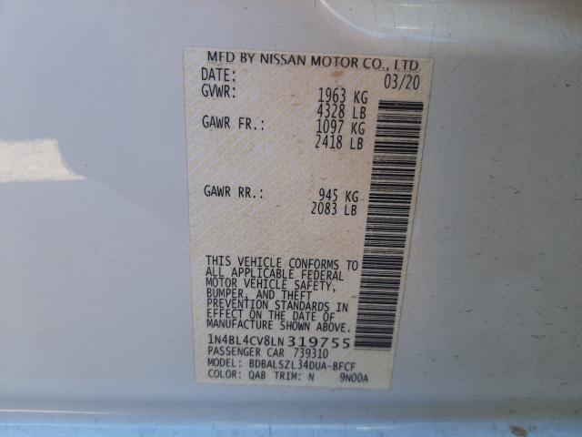 2020 NISSAN ALTIMA SR 1N4BL4CV8LN319755