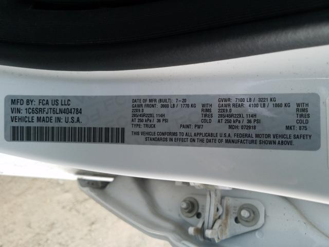 2020 RAM 1500 LARAM 1C6SRFJT6LN404784