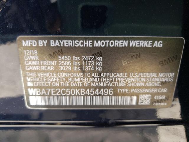 VIN WBA7E2C50KB454496 2019 BMW 7 Series, 740 I no.10