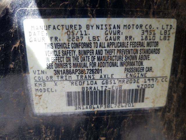 2011 NISSAN SENTRA 3N1AB6AP3BL726201