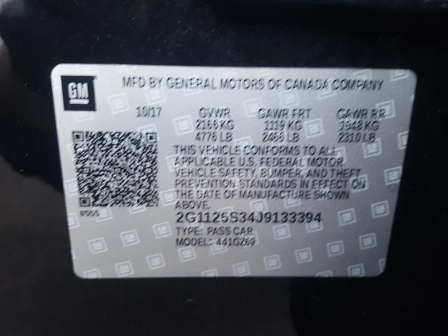 2018 CHEVROLET IMPALA PRE 2G1125S34J9133394