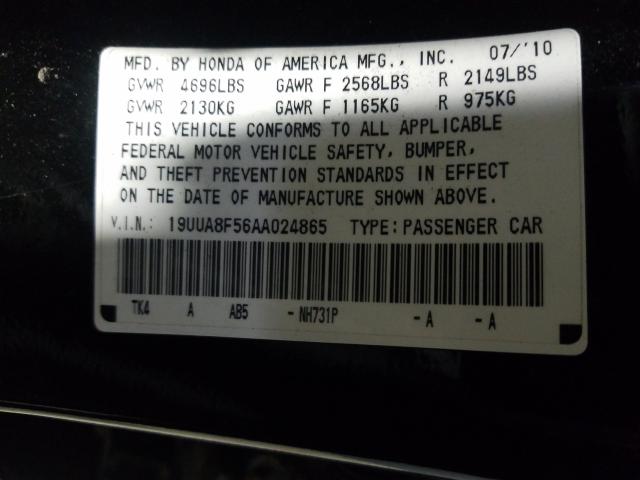 2010 ACURA TL 19UUA8F56AA024865