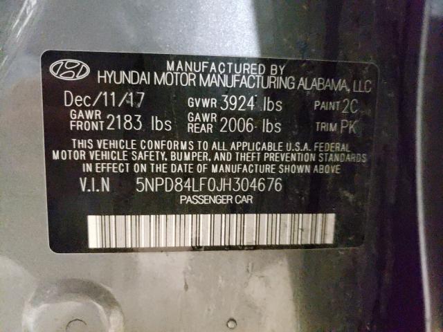 2018 HYUNDAI ELANTRA 5NPD84LF0JH304676