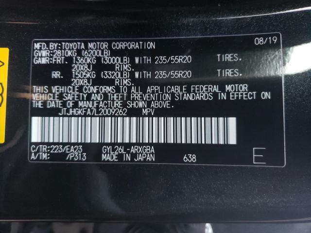 2020 LEXUS RX 450H L JTJHGKFA7L2009262