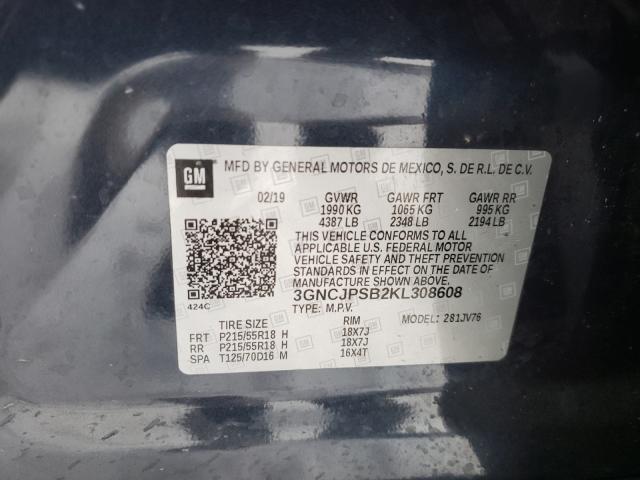 2019 CHEVROLET TRAX 1LT 3GNCJPSB2KL308608