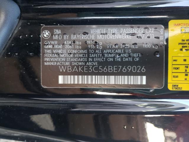 2011 BMW 328I WBAKE3C56BE769026