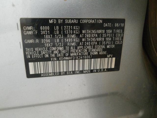 2019 SUBARU ASCENT PRE 4S4WMAFD1K3416067