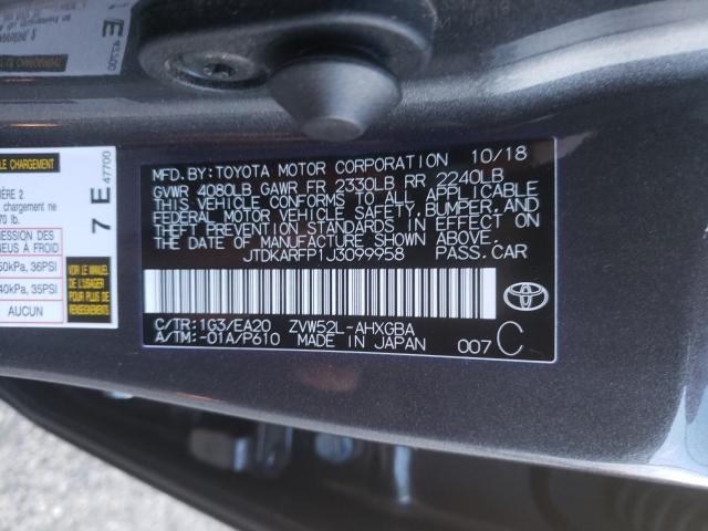 2018 TOYOTA PRIUS PRIM JTDKARFP1J3099958