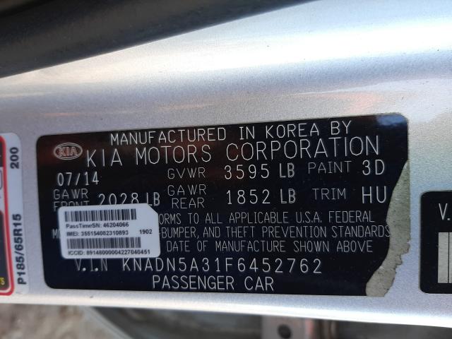 2015 KIA RIO EX KNADN5A31F6452762