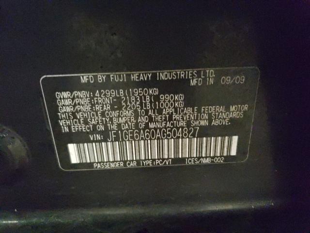 2010 SUBARU IMPREZA 2. JF1GE6A60AG504827