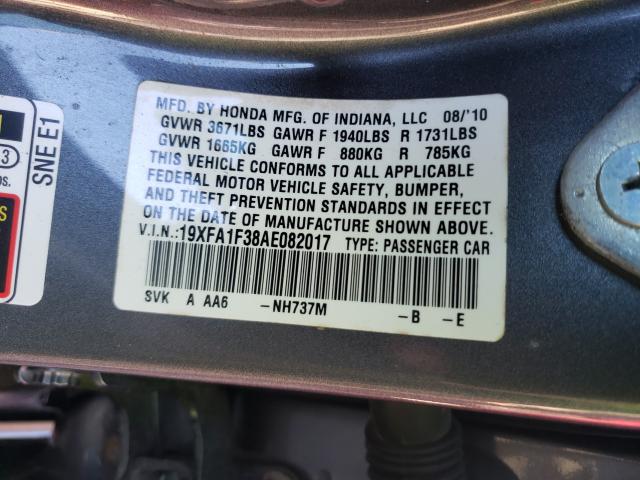 2010 HONDA CIVIC VP 19XFA1F38AE082017