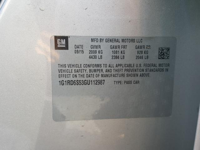 2016 CHEVROLET VOLT LTZ 1G1RD6S53GU112987