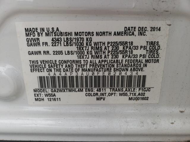 2015 MITSUBISHI OUTLANDER 4A4AP3AU0FE020434